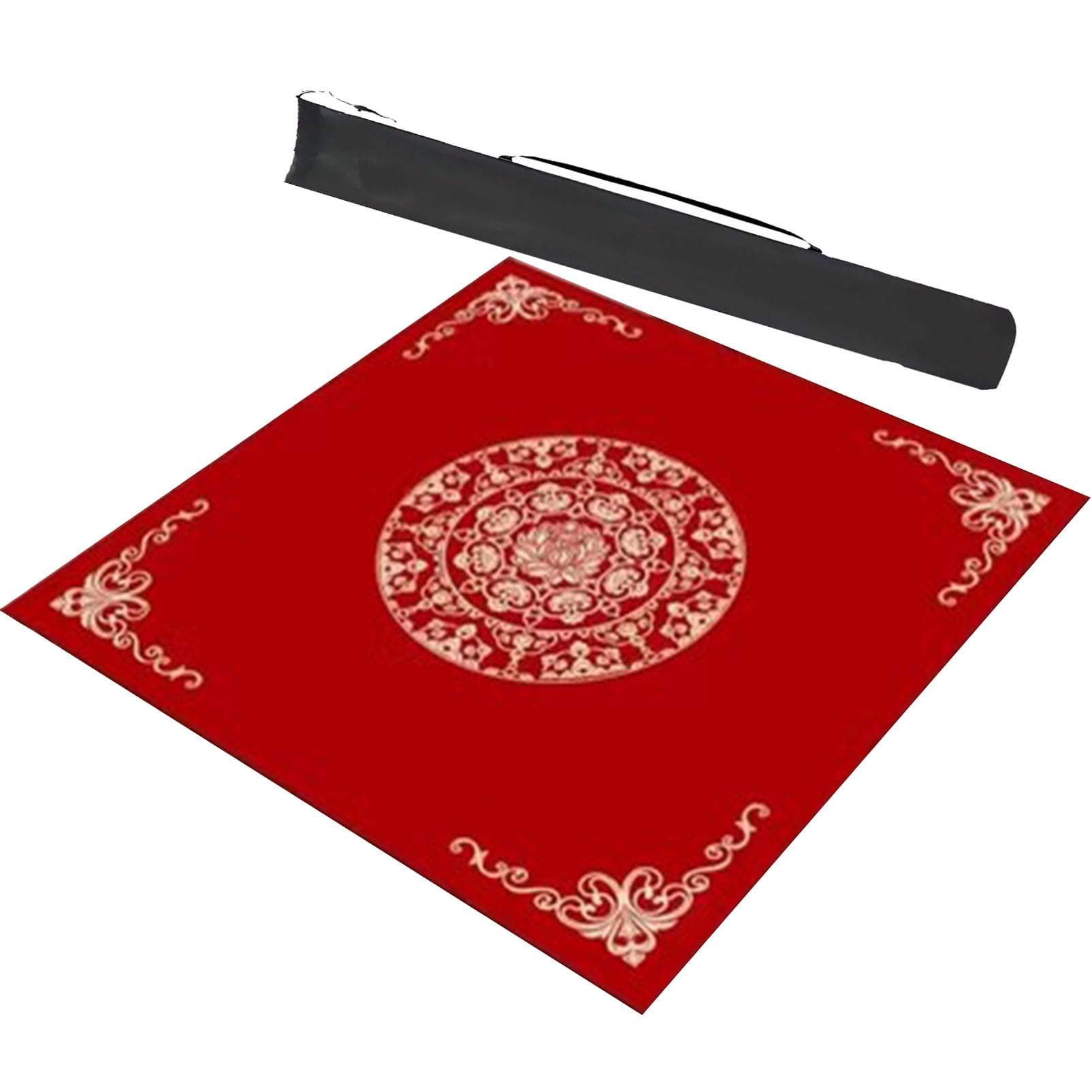 Mahjong-Matte, Paigow-Pokerspieltisch-Abdeckung, rutschfest, geräuschreduzierend, Brettspielmatte (Rot-3, 27,6 x 27,6 Zoll, 70 x 70 cm)