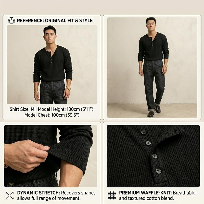 Image of Imsa Moda Men's Textured Fabric Solid Half-Open Collar T-Shirt | Full Sleeve Casual Shirt for Men | Comfortable Fall Wear
