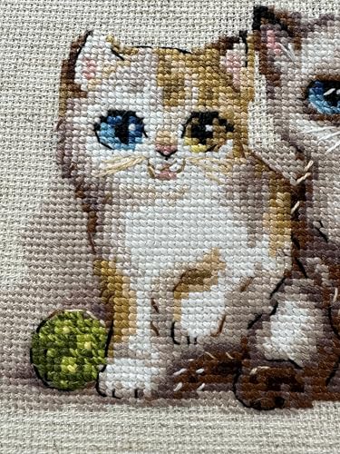 Image of RIOLIS - Kittens 2180, Cross Stitch Kits 15 inch x 6 inch, Cross Stitch Kits for Beginners & Advanced, Crossstitching Kit Adult, Embroidery Counted Stitching Kit