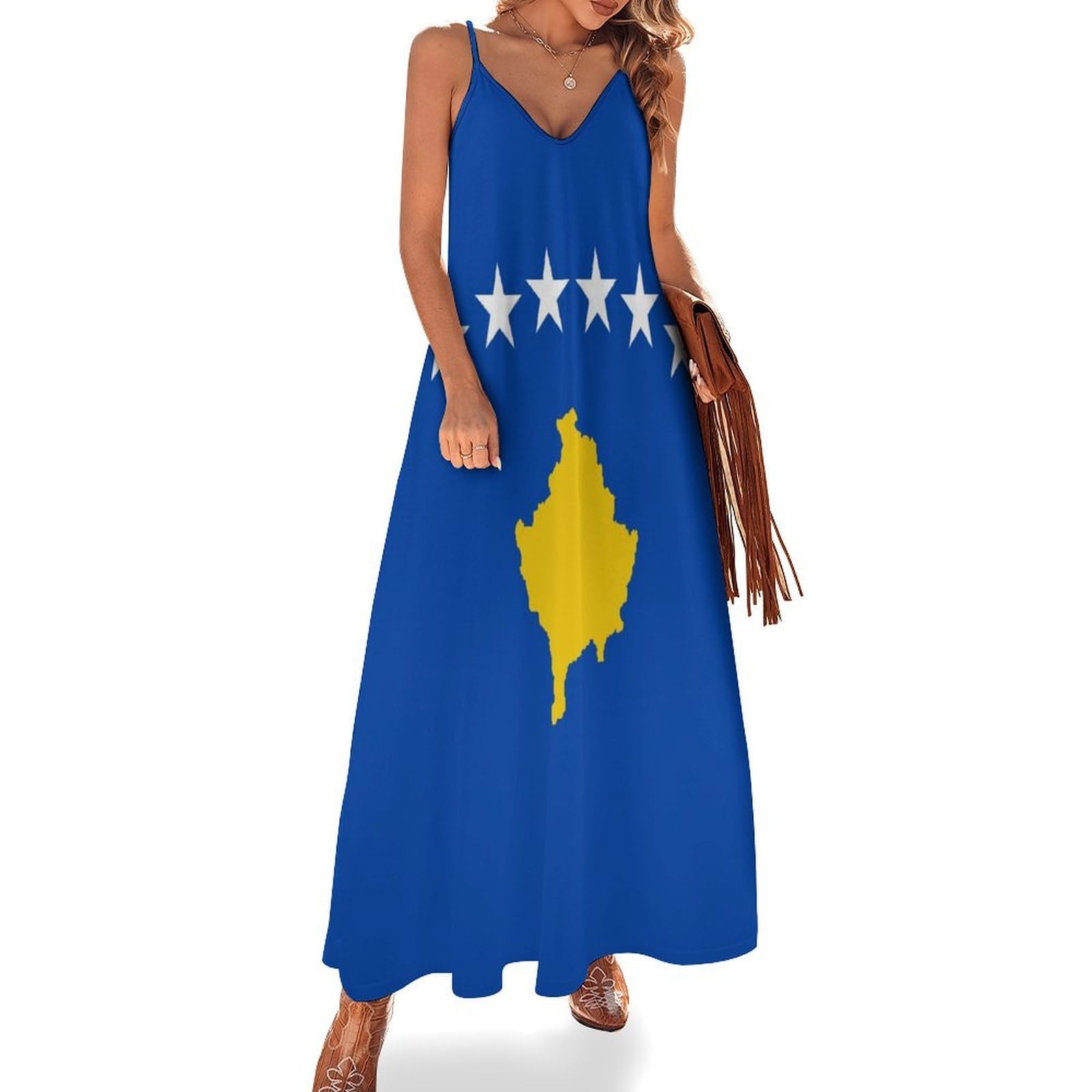 Robe bretelles spaghetti bohème pour plage et été - 8