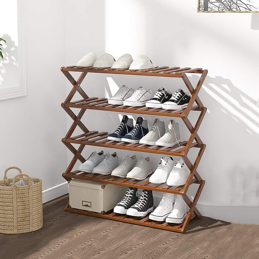 折りたたみ式シューズラック無垢材、多機能5層収納ラック、靴キャビネット 自宅/玄関/玄関/寮/リビングルームに最適 (Color :