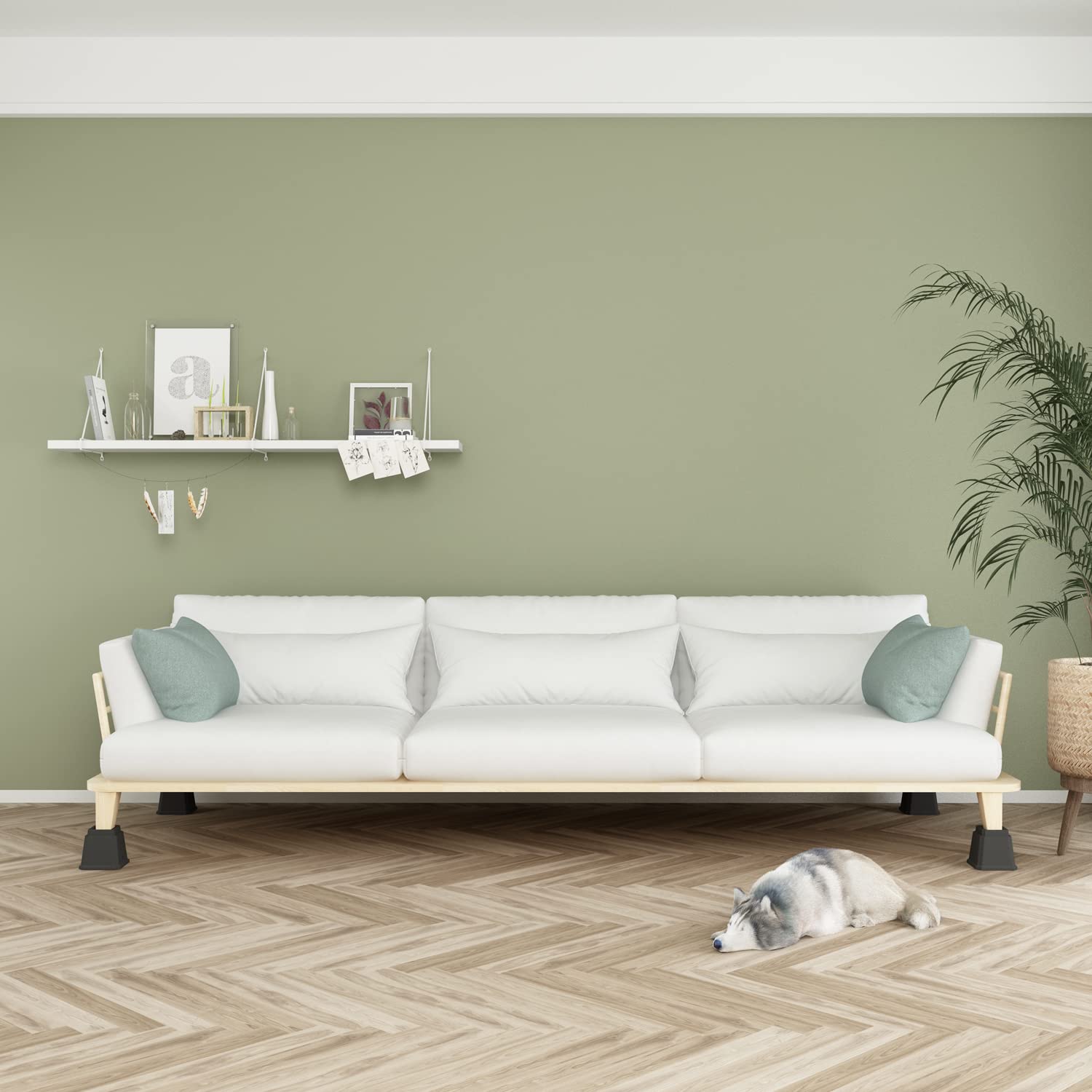Elevadores de cama de 5 pulgadas resistentes, elevadores de muebles para marco de cama, sofá, escritorio, silla, levanta hasta 1.5 libras, juego de 8, negro