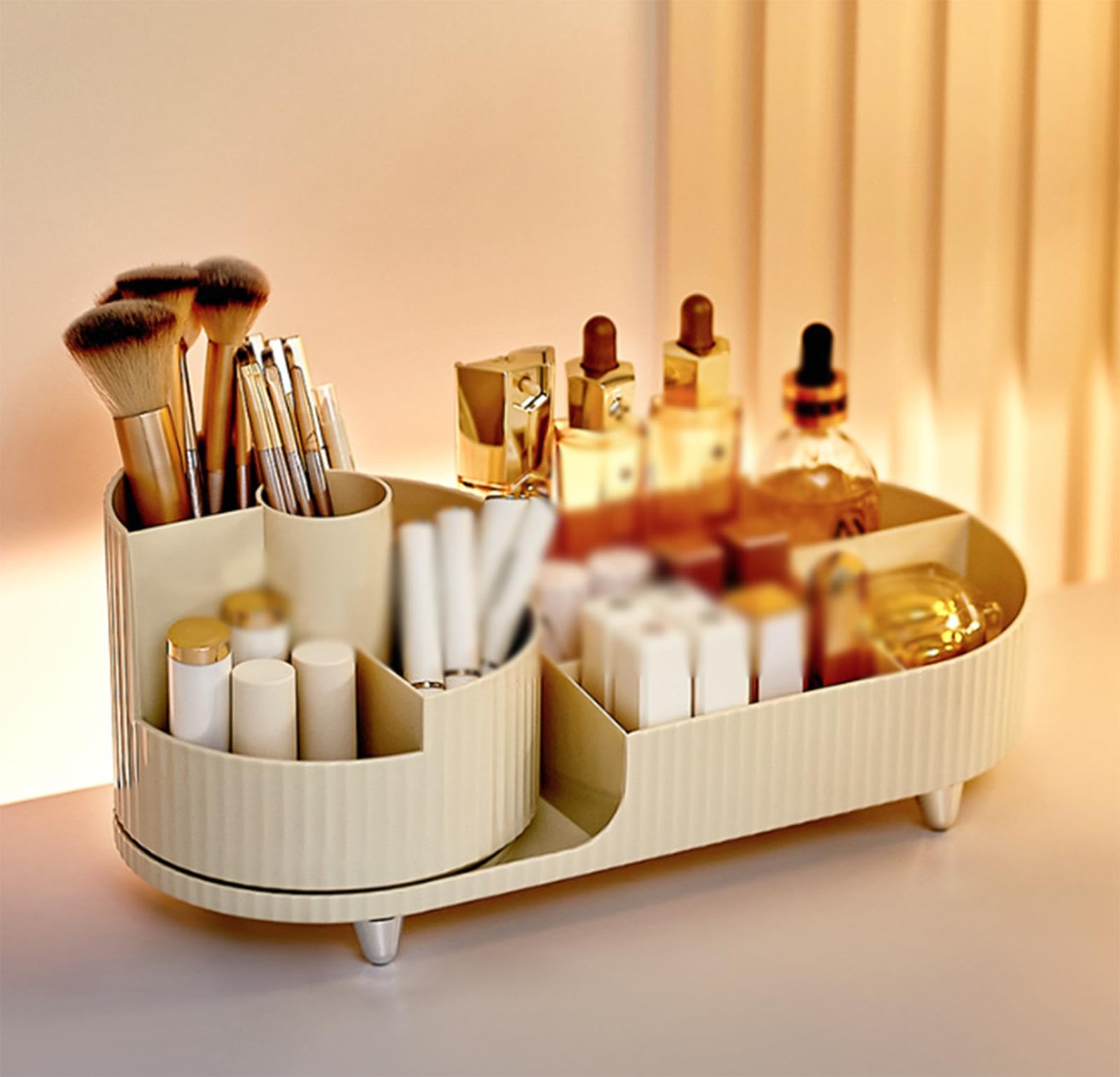 Organizador de Maquillaje y Almacenamiento Para Tocador, Vitrinas de Cosméticos de Gran Capacidad con Organizador Giratorio Para Brochas de Maquillaje, Accesorios Para El Cabello, Lápiz Labial,A