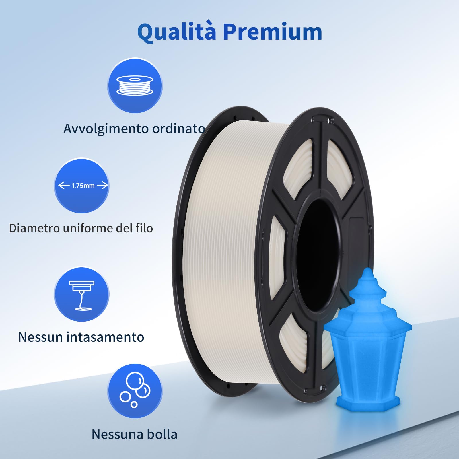 ANYCUBIC Filamento PLA 1,75 mm per Stampante 3D, Neatly Wound, Precisione Dimensionale +/- 0,02 mm, Nessun Odore, Nessuna Bolla, Robusta(Blu Notturno, 1KG)
