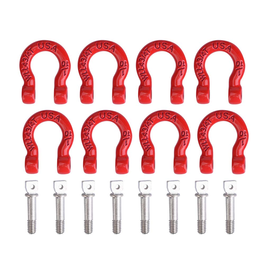 8PCS RC Car Metal Tow Shackle, RC Car Trailer Buckle, RC Winch Accessories for 1/8 Climbing Crawler Car, Compatible with SCX10 CC01 D90 D110 TF2