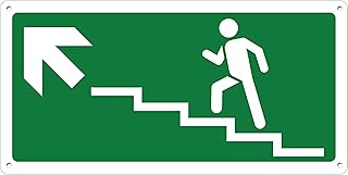 Pubblimania Escaliers de montée à gauche Sortie d'urgence | Panneau en aluminium composite 3 mm extérieur-intérieur (escalier Gauche Montée, 1 Unité)
