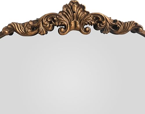 Miniatura 8 de WAMIRRO Espejo ovalado, espejo barroco adornado vintage tradicional dorado, espejo de latón antiguo para entrada, chimenea, sala de estar, pasillo,