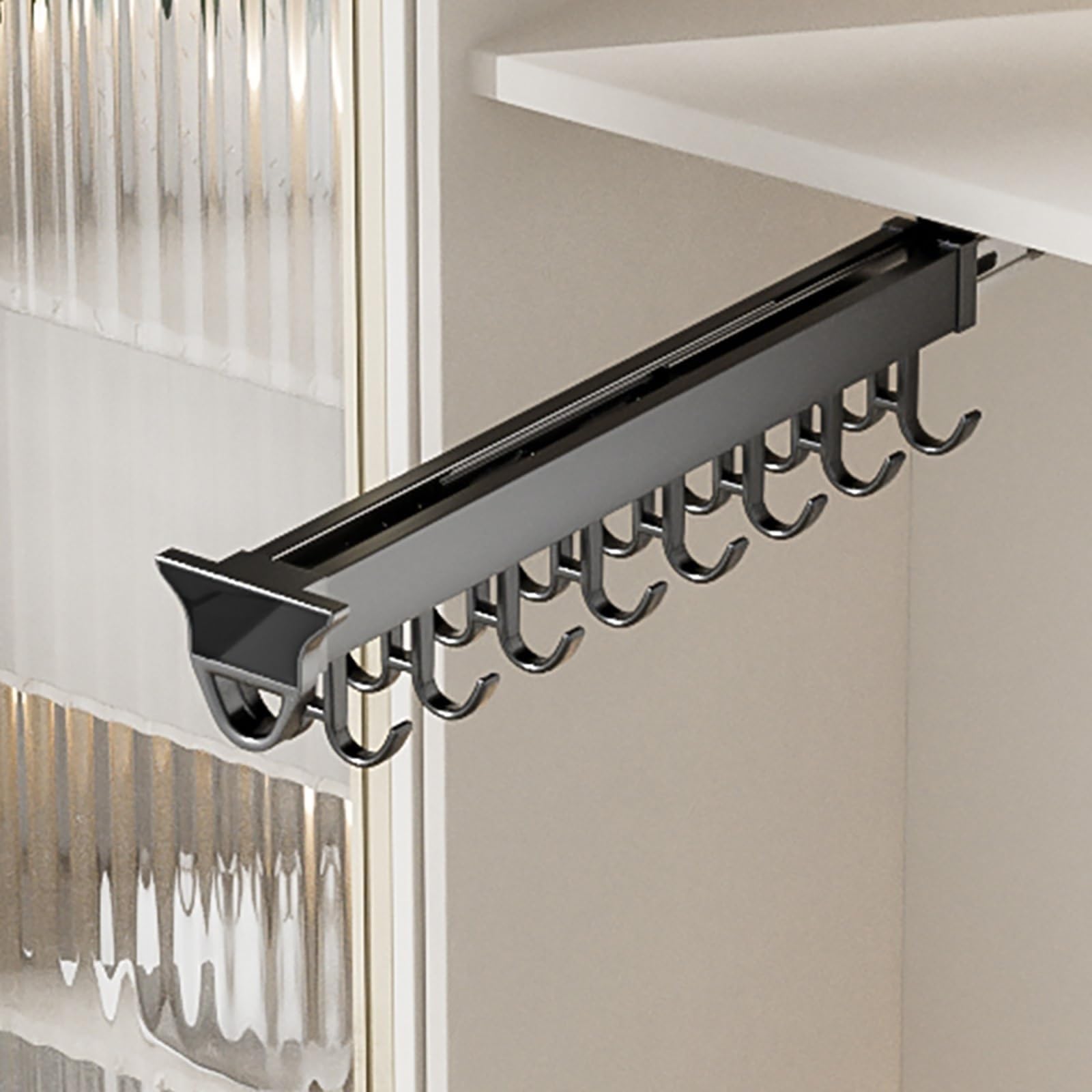 Pull Out Clothes Hanger Rod - Wardrobe Clothing Rail, Extendable Pull Out Closet Rod, Sliding Clothes Storage Hanging Towel Rack(36cm)