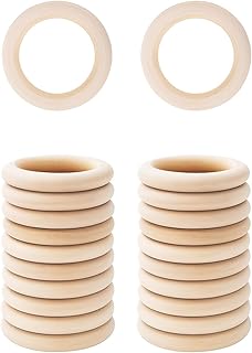 Mandala Crafts 25mm Wooden Macrame Rings Supplies – 100 Unfinished Natural Wood Circles for Jewelry Making