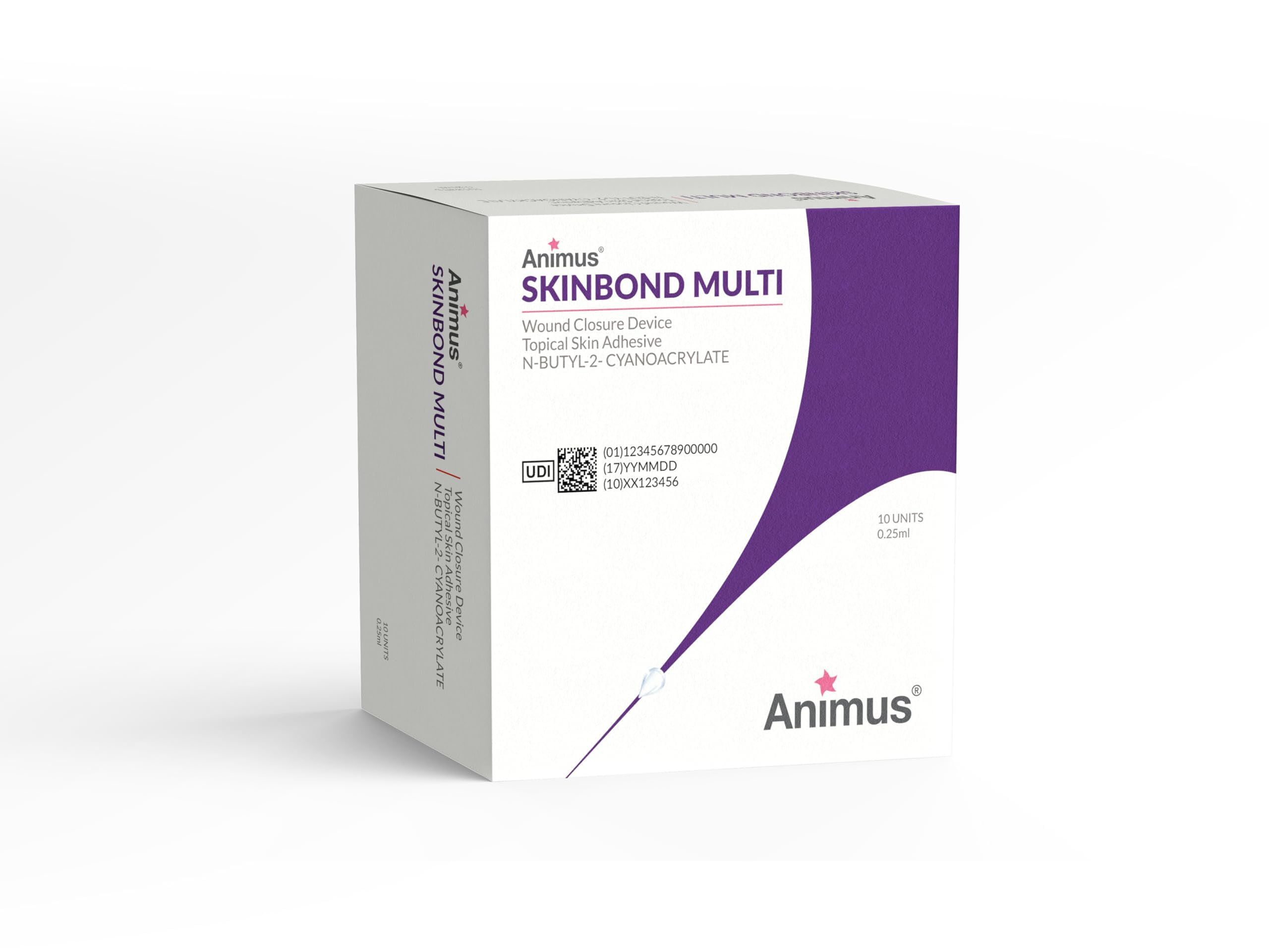 Animus SkinBond Veterinary Surgical Glue Set - Quick-Setting No Sting Cyanoacrylate Glue | Skin Glue for Bleeding Control | Flexible Liquid Skin Waterproof Wound Sealer for Dogs and Cats (10 x 0.25ml) โ image 1