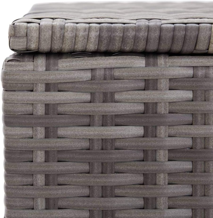 Patio Storage Box Deck Storage Box Outdoor Storage Box Indoor Wicker Storage Bin for Patio Furniture Cushions, Pillows, Garden Tools, Poly Rattan Gray, 39.3"x19.6"x19.6"
