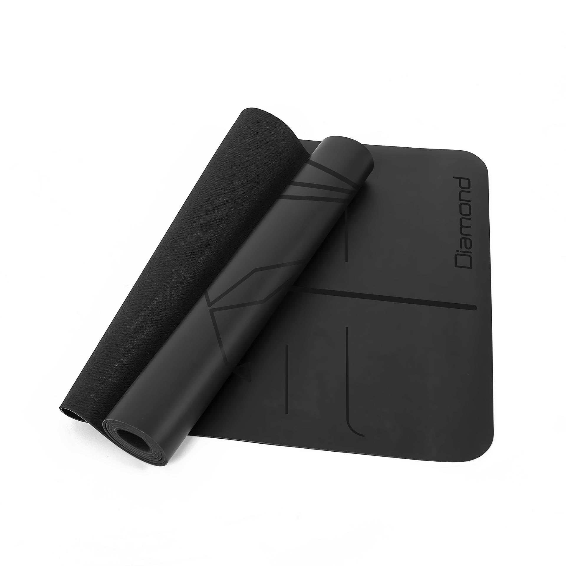 Diamond【Tappetino Yoga & Fitness PU-Grip 183x68 cm】Materassino Antiscivolo 5 mm Stuoia Pilates, Yoga Mat Professionale con Indicatori Allineamento Laser, Eco-Friendly, Antibatterico, Home Gym & Studio