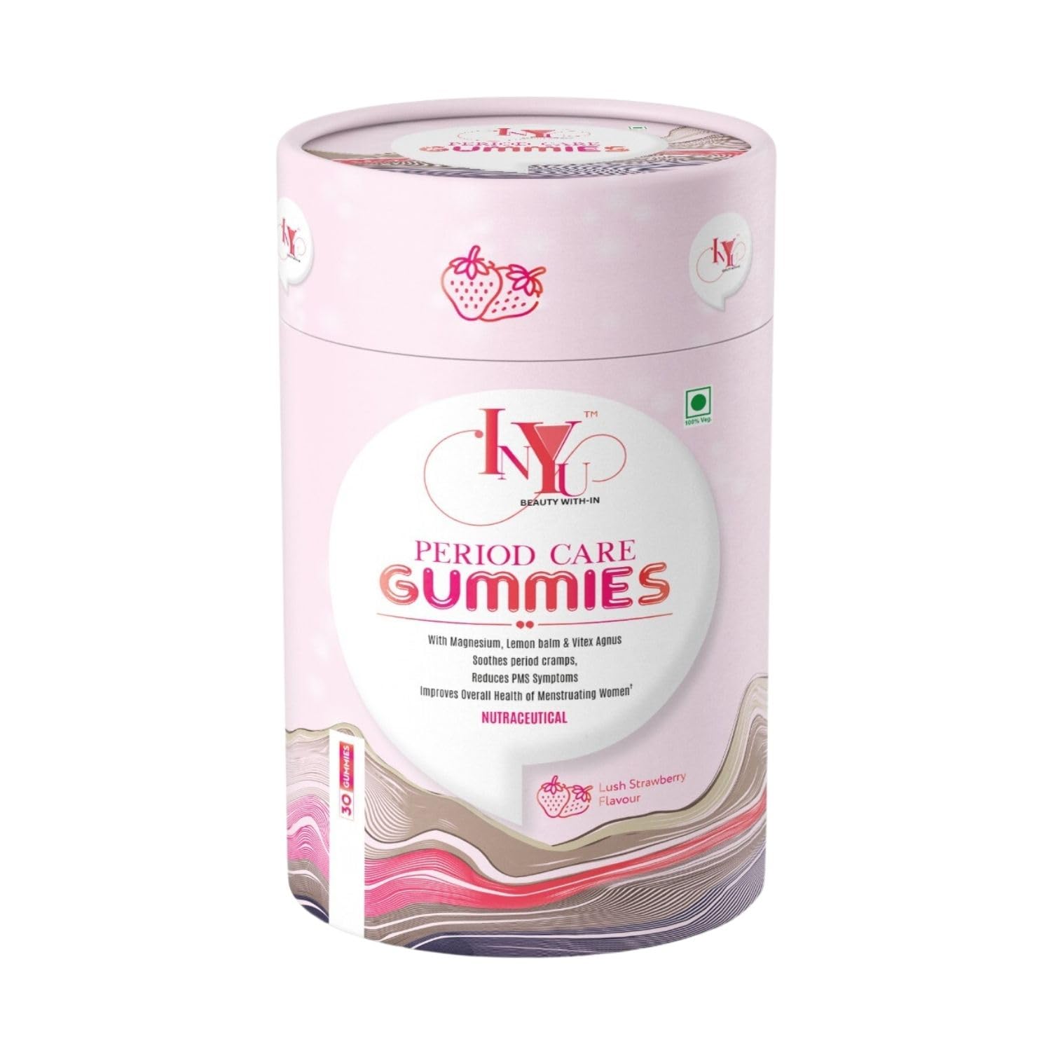 INYU Period Care Gummies (Pack of 30) | with Magnesium, Chasteberry & Angelica Root Extract | for Hormone Balance & Relief from Period Cramps