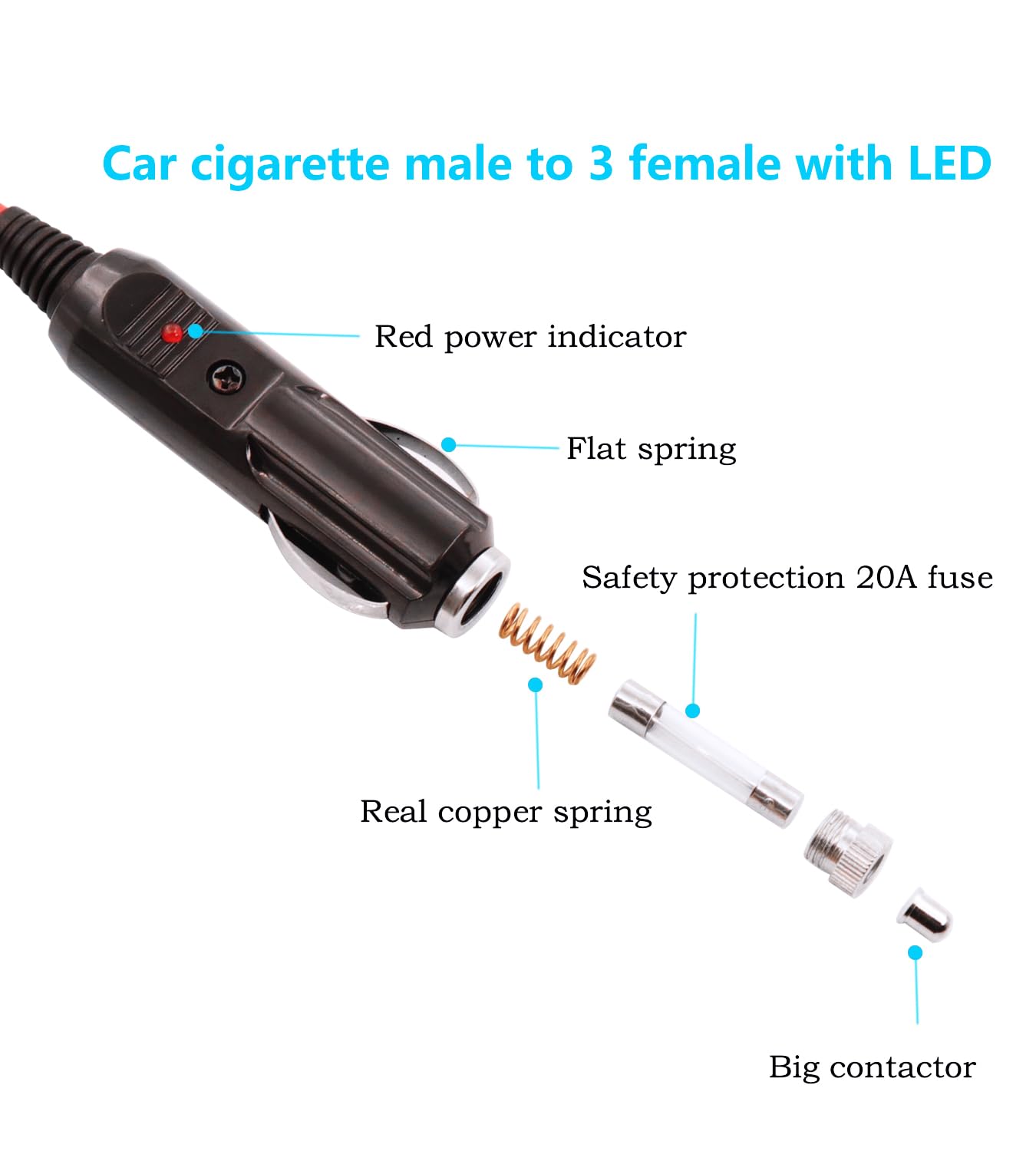 E29C Auto Camion Alimentatore Cavo Accendisigari Presa Su Dc 5.5x2.1mm Spina eBa