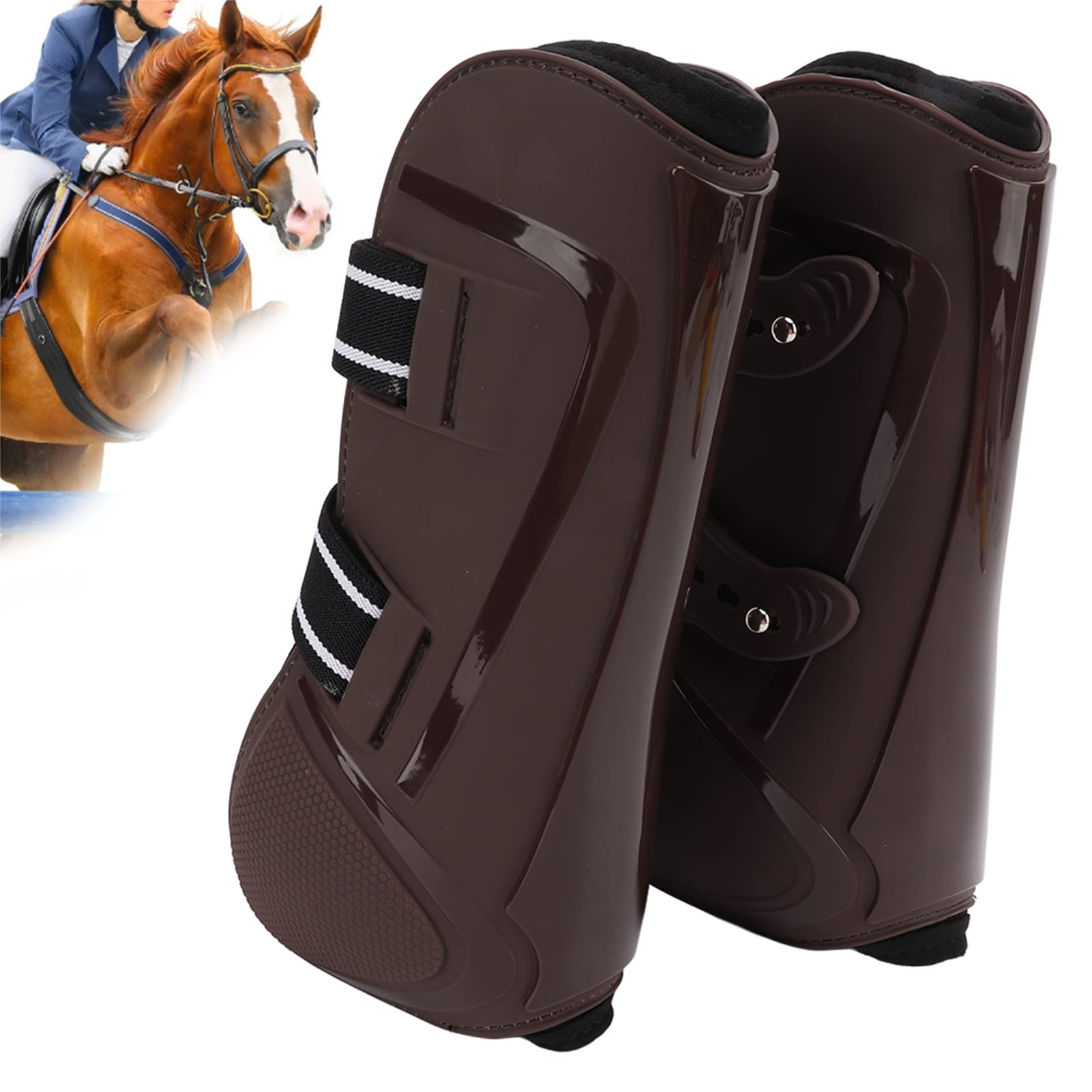 Protège-Jambes de Cheval, Bottes de Protection Douces et Respirantes pour équipement d'équitation, matériau en néoprène PU de Haute qualité, Paire de 2