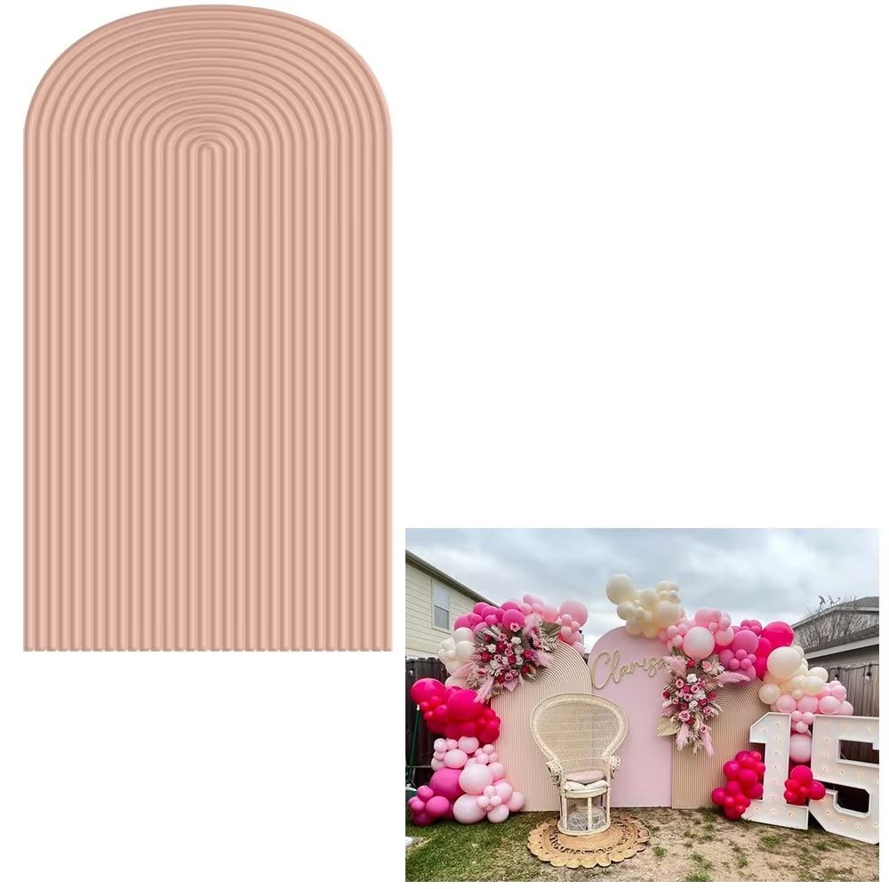 HUAYI Dirty Orange Ripples Pattern Arch Backdrop Cover for Birthday Party Wedding Baby Shower Decorations Chiara Backdrops Arched Wall Covers Stands Display Props GP-448 2.5ft * 6ft