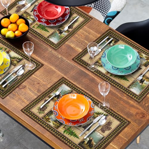 Mweet Rustic Lodge Bear Deer Placemats 4 Pcs thumb #7