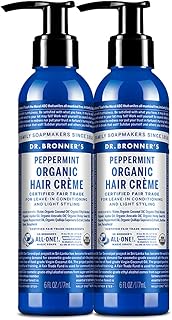 Dr. Bronner's - Organic Hair Crème (Peppermint, 6 Ounce, 2-Pack) - Leave...