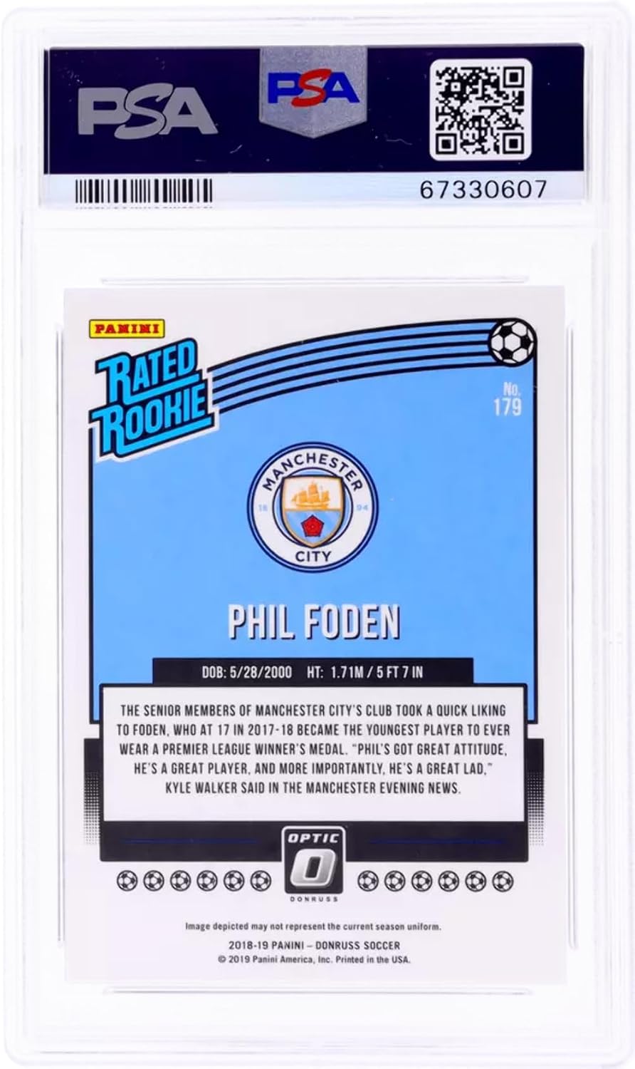 Graded 2018 Panini Donruss Phil Foden #179 Optic Rookie RC Soccer Card PSA 10 Gem Mint