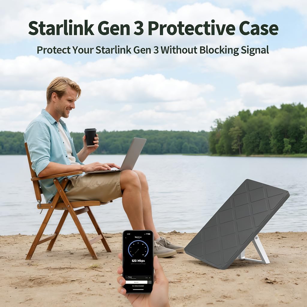 Protective Cover for Starlink Gen 3, Waterproof Anti-Hail Silicone Satellite Dish Accessories for Roof, RV & Outdoor Use