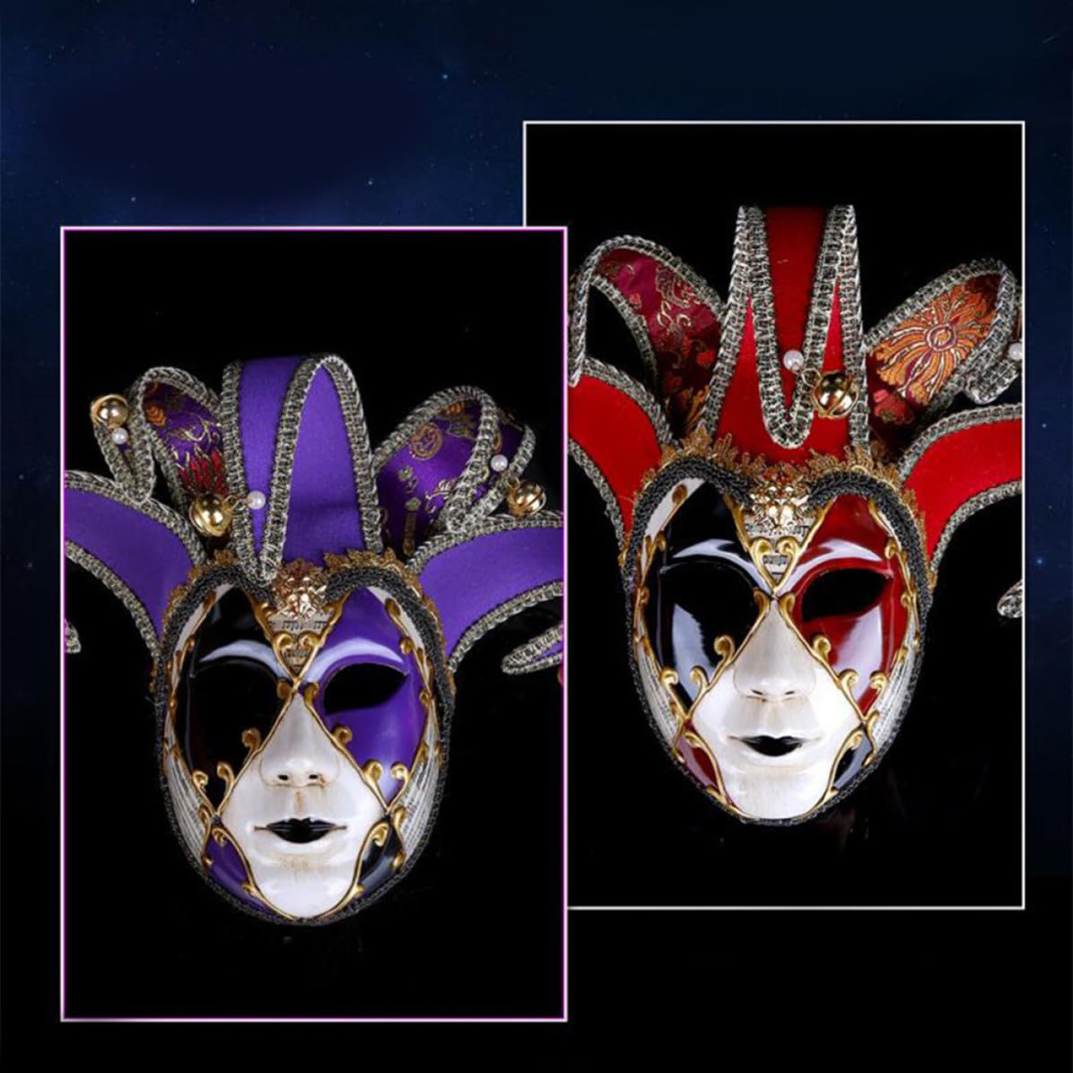 Operitacx Veneciana Campana de Cara Diseño Vintage en Plástico Púrpura para y Fiesta para Disfraces y
