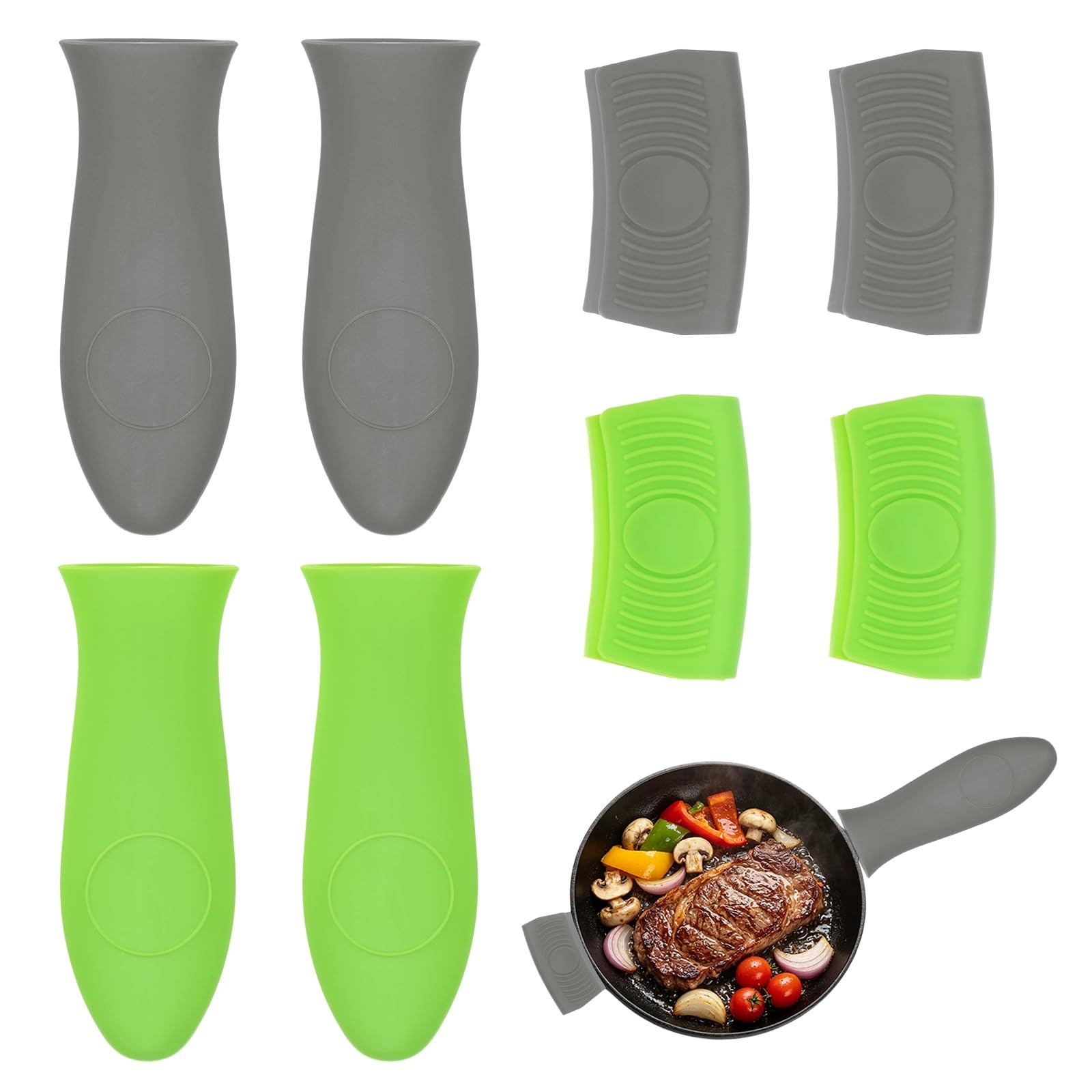 M METERXITY 8-Pack Silicone Hot Handle Holders, Green, Gray