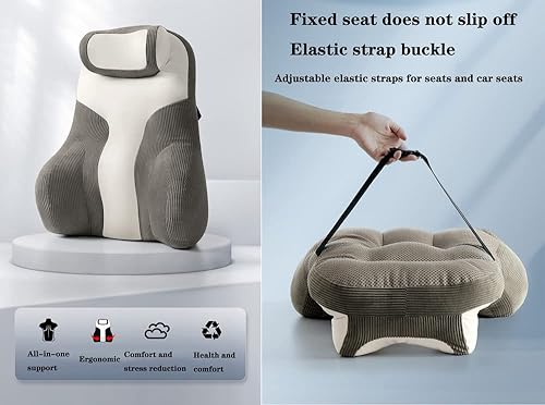 Miniatura 2 de Almohada de apoyo lumbar para silla de oficina, silla de juegos, cómodo cojín para oficina con almohada de apoyo lumbar, perfecta para sillas de