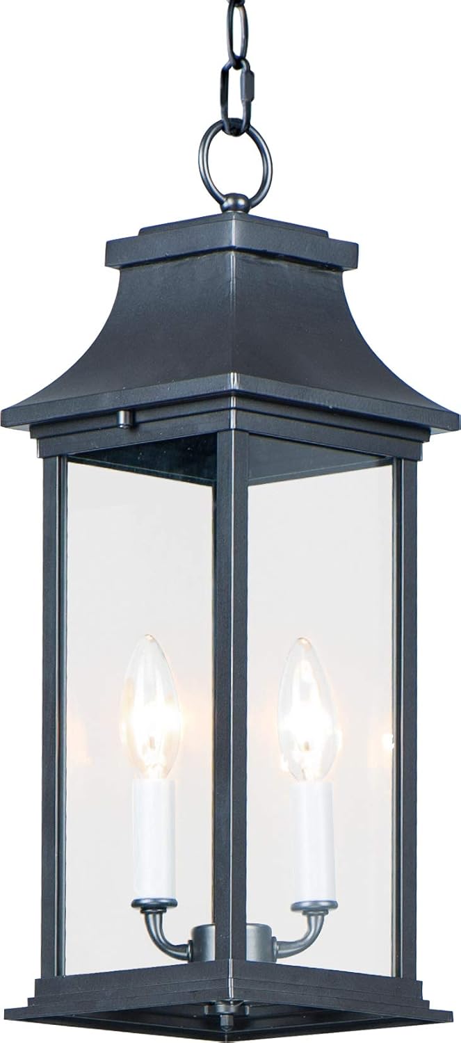 Special Maxim 30029CLBK Vicksburg Classic Coach Gas Lantern Inspired Clear Glass Outdoor Pendant Ceiling Light, 2-Lights 80 Total Watts, 19H x 7W, Black Special Maxim 30029CLBK Vicksburg Classic Coach Gas Lantern Inspired Clear Glass Outdoor Pendant Ceiling Light, 2-Lights 80 Total Watts, 19H x 7W, Black