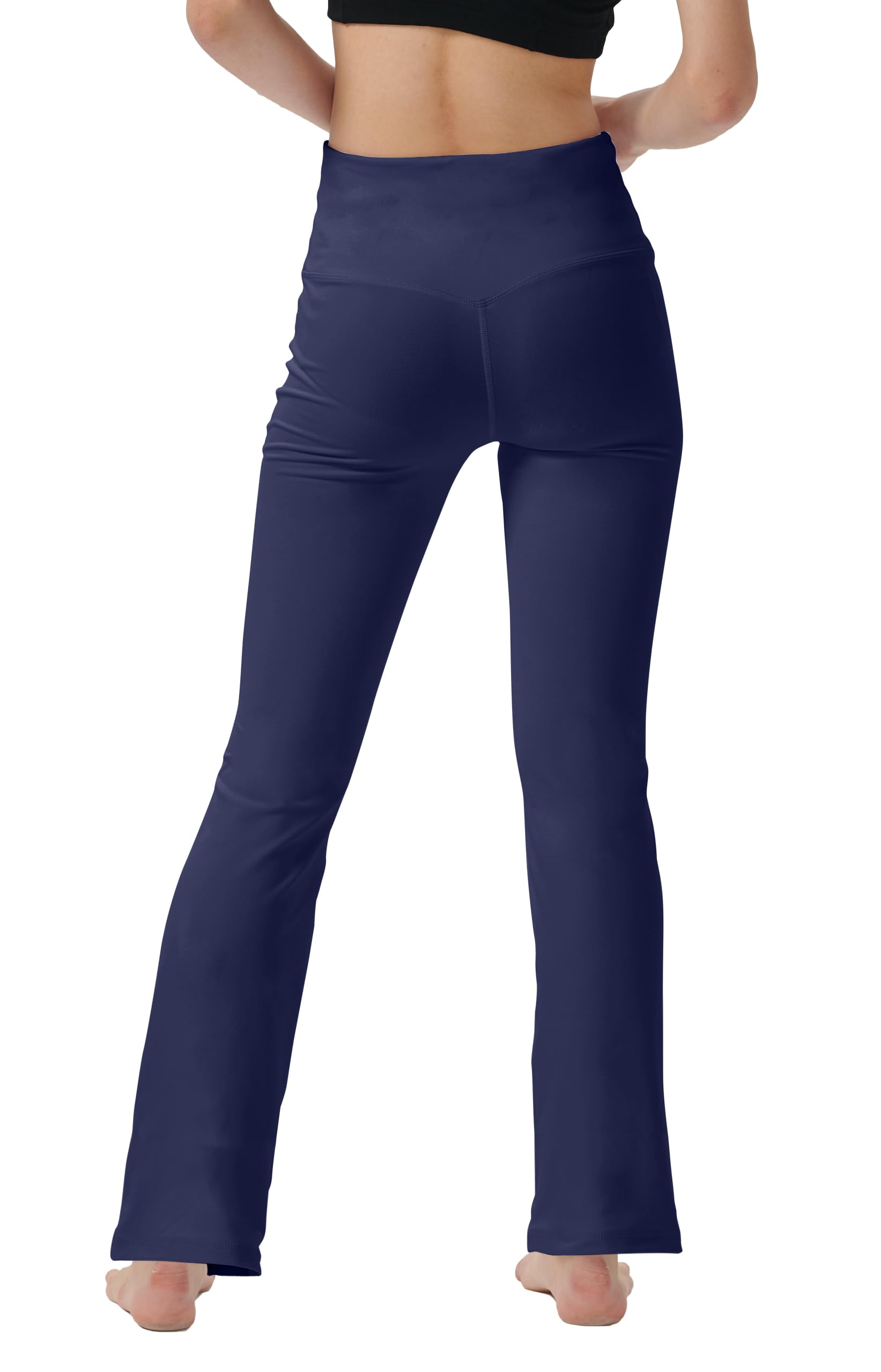 LaiEr Pantaloni da Yoga da Donna con 4 Tasche Pantaloni da Lavoro a Vita Alta 4 Vie Stretch Controllo Pancia Pantaloni Lunghi Svasati, (2 Tasche Laterali e Posteriori),