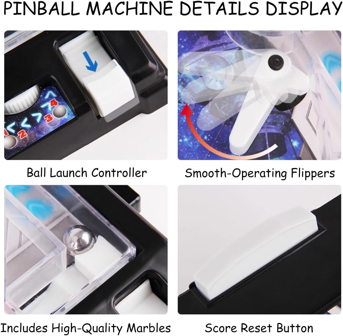 Mini Table Pinball Games Machine, Classic Pinball Toy for Kids Adults, Parent Child Interactive Puzzle Pinball Pinball Ball Shooting Game with Light and Scorekeeper