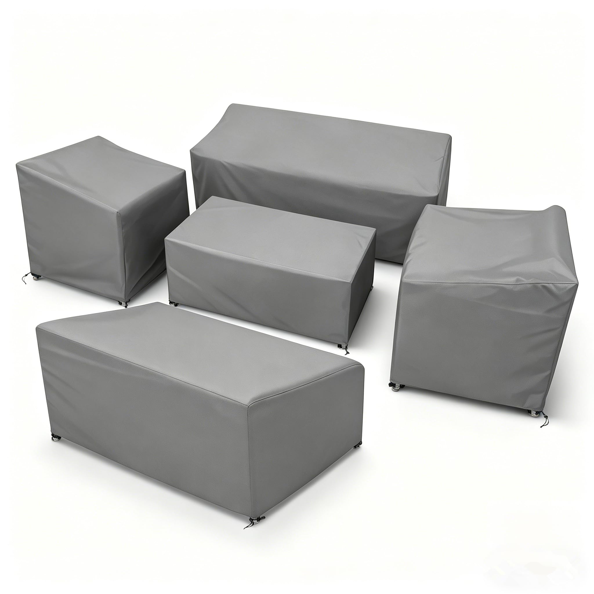 STARTWO Patio Furniture Cover 5 Piece Set, Grey, Large 600D