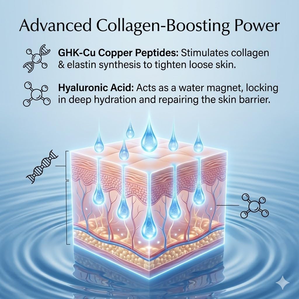 ghk-cu stimulates collagen synthesis Copper Peptides Serum for Face, GHK-Cu Peptide Face Lift Serum with  Hyaluronic Acid, Anti-Aging Facial Serum