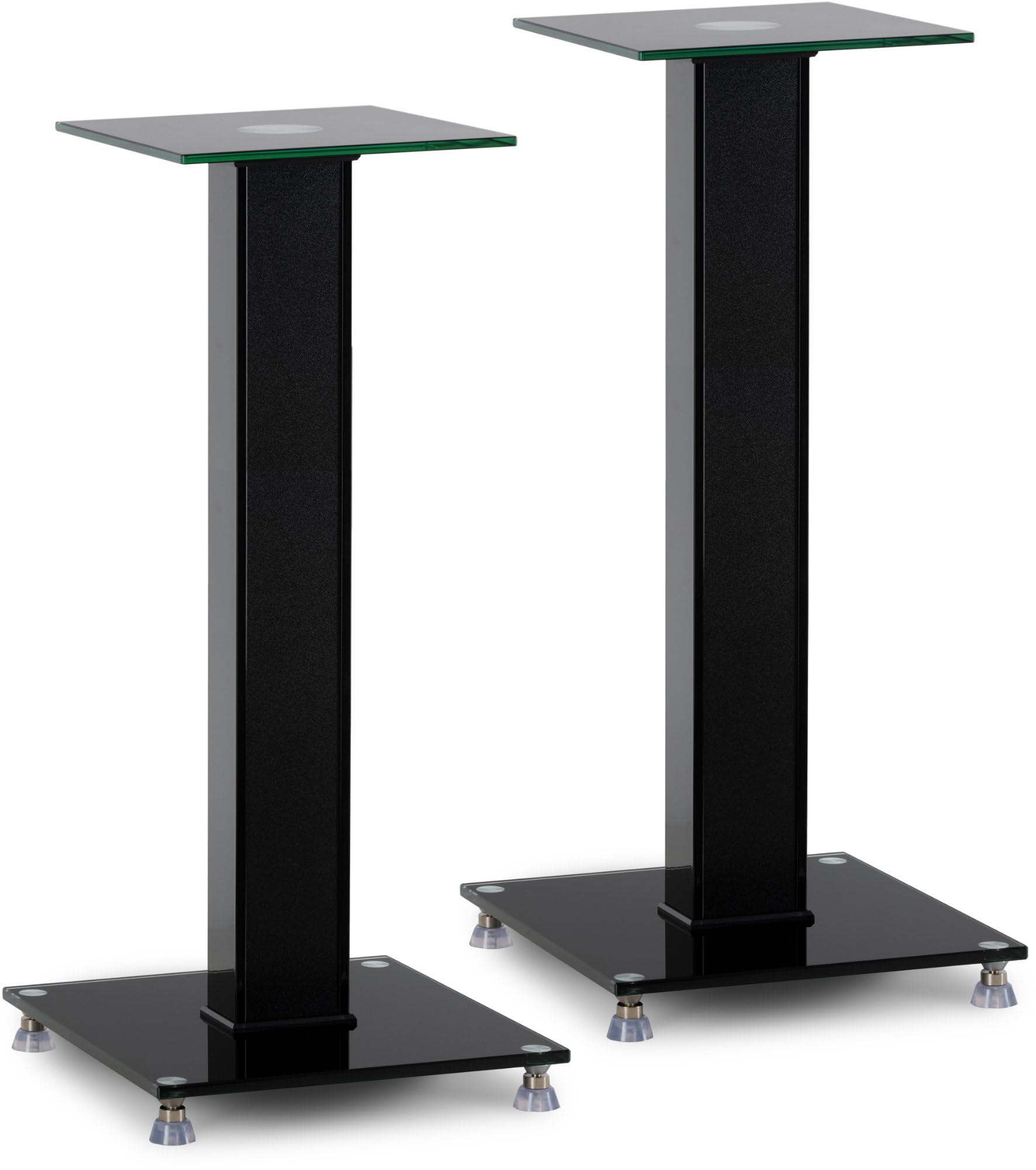 Pronomic SLS-282L BK supporti per diffusori: design elegante con 2 lastre di vetro, altezza regolabile 73 cm, portata 10 kg ciascuno, gestione cavi nascosta. Ideale per monitor o impianti Hi‑Fi. Nero