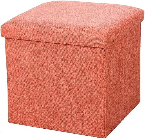 Repose-Pieds Cube Ottoman 25cm | Coffre de Rangement Pliable en Lin Vert