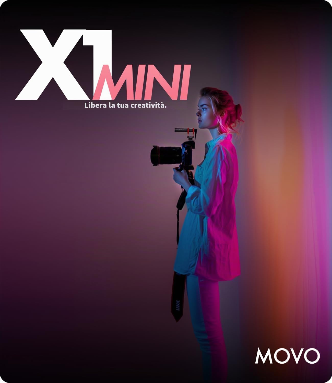 Movo X1-Mini microfono video fucile per fotocamera, supercardioide 3,5 mm/USB-C analogico/digitale per fotocamera DSLR, iPhone e smartphone Android, computer, compatibile con Canon EOS, Nikon, Sony