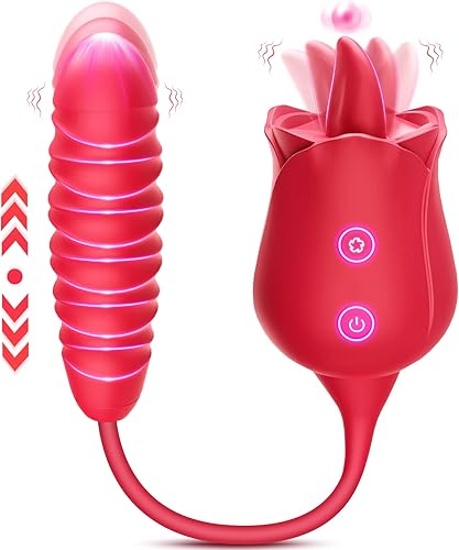 Juguete de rosa para mujer vibrador de rosas para pezones estimulador de clítoris juguete de rosa consolador de empuje para lamer la lengua con 10