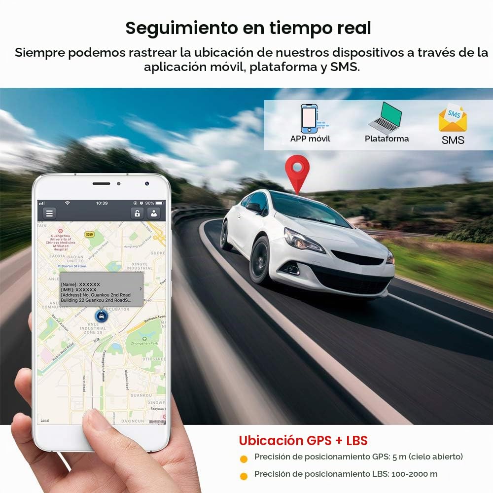TKMARS Mini Localizador GPS Seguimiento en Tiempo Real, Pequeño Rastreador GPS App de Posicionamiento SMS sin Suscripción gsm Rastreador para Coche Moto Bicicleta Niños Maletas Bolsas TK901
