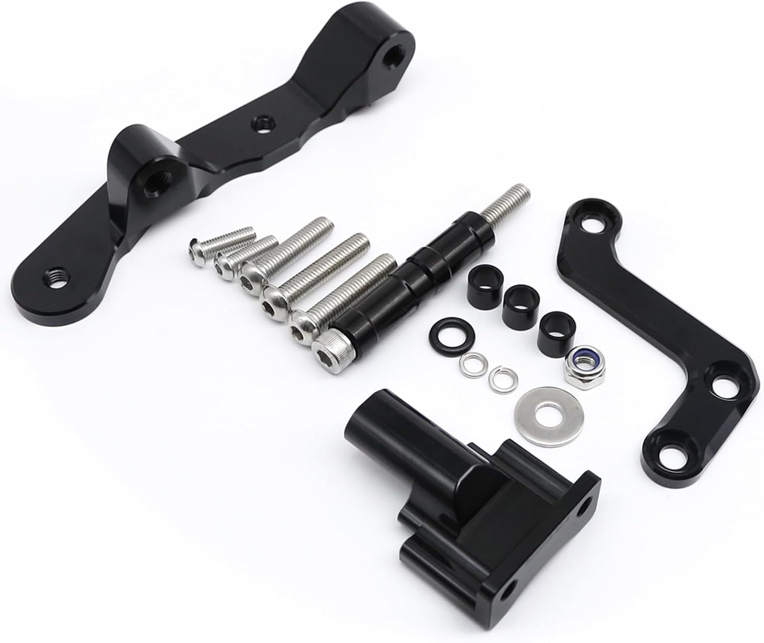PROCNC Motorcycle CNC Aluminum Steering Damper Stabilizer Mounting Bracket Kit Fit for Yamah.a MT-03 2020 2021 2022 2023 (Black+Black)