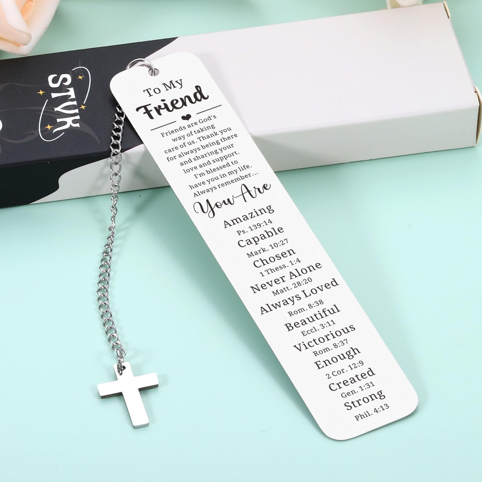 Regali cristiani per donne e amiche, regalo di amicizia per donne, calza per ragazze, segnalibri cristiani per i suoi migliori amici Segnalibro con versi biblici regalo di San Valentino per la