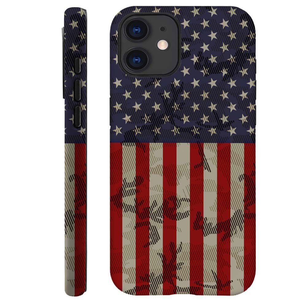 DJSOK Case for iPhone 11,Shockproof Hybrid 2-Layer Hard Shell Frosted Phone Case-Camouflage American Flag