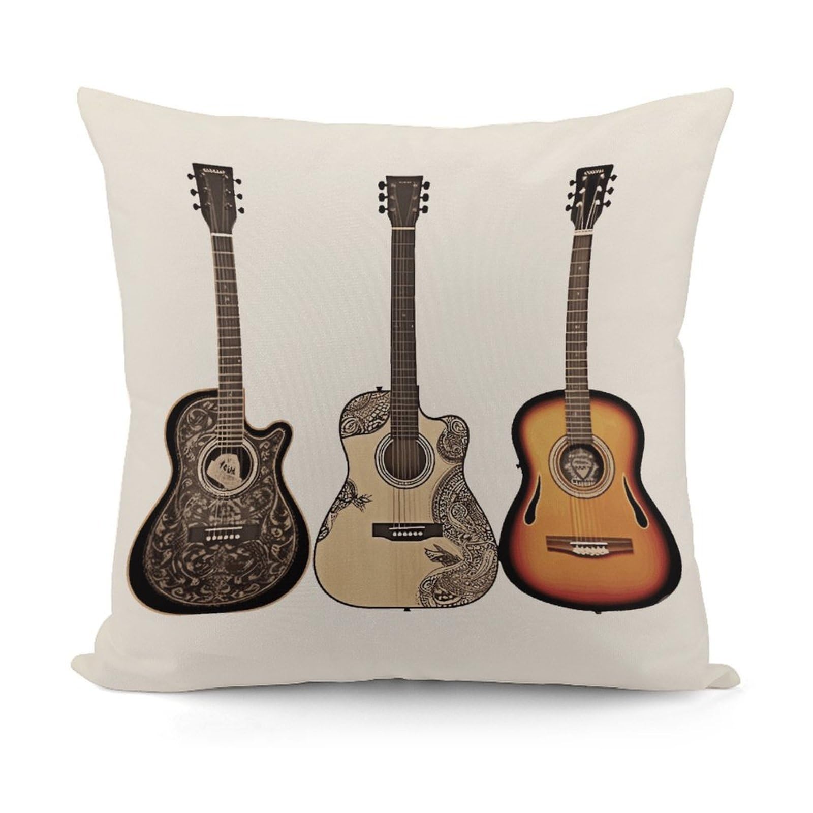 VstaDank Guitar Throw Pillow Covers Fade-Resistant Plush Pillow Case Cozy Square Cushion Case Removable Pillowcase Exquisite Pillow Shams Soft Pillow Protector 18"x18"