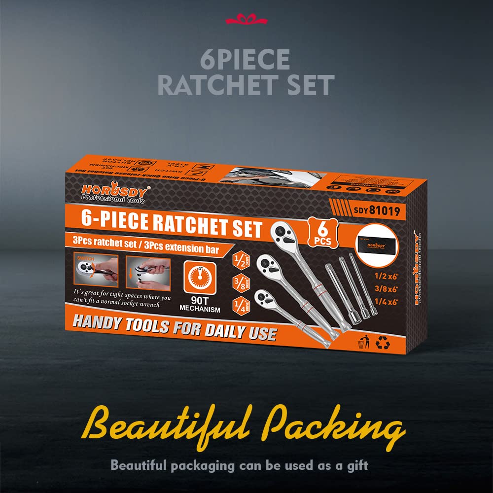 HORUSDY 3-Piece Ratchet Set, 1/4” 3/8”, 1/2