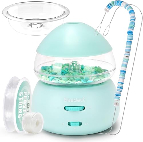Beadact Girador de cuentas alimentado por batería, giratorio eléctrico de cuentas, hilandero de cuentas de arcillacuentas de semillas con 2 agujas