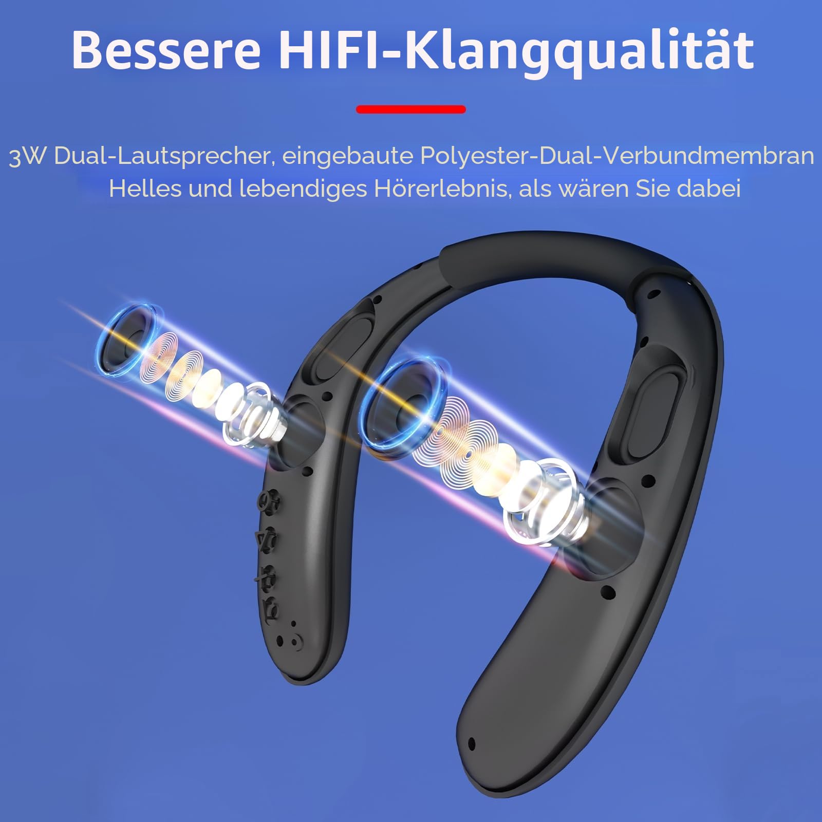 Smaloyd Bluetooth Lautsprecher Tragbarer, Wireless-Neckband-,Theater Stereo Surroud Ton, mit Mikrofon,Kabelloser für Sport im Freien,Mit Empfänger