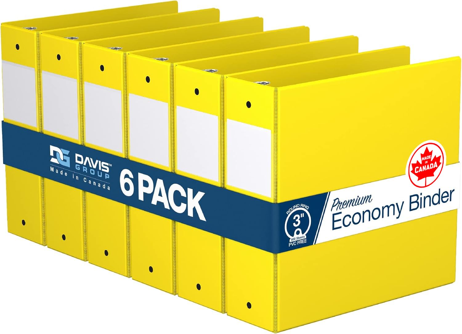 Premium Economy 6-Pack 3-Ring Binders for School or Office, Round-Ring Binders, 3 Inch, Yellow — image 1