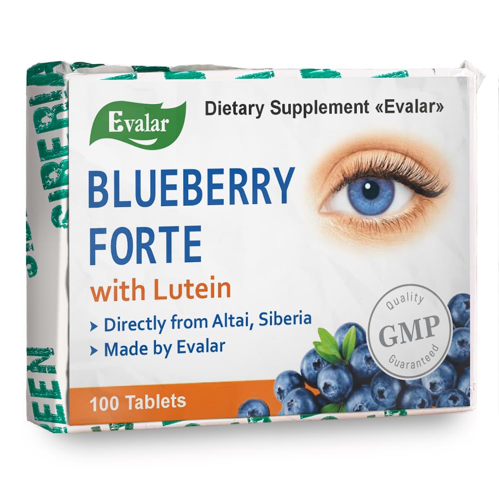 Blueberry Forte with Lutein Vitamins & Zinc Mineral Supplement 100 Tabы Эвалар Черника Форте Лютеин Цинк Витамины