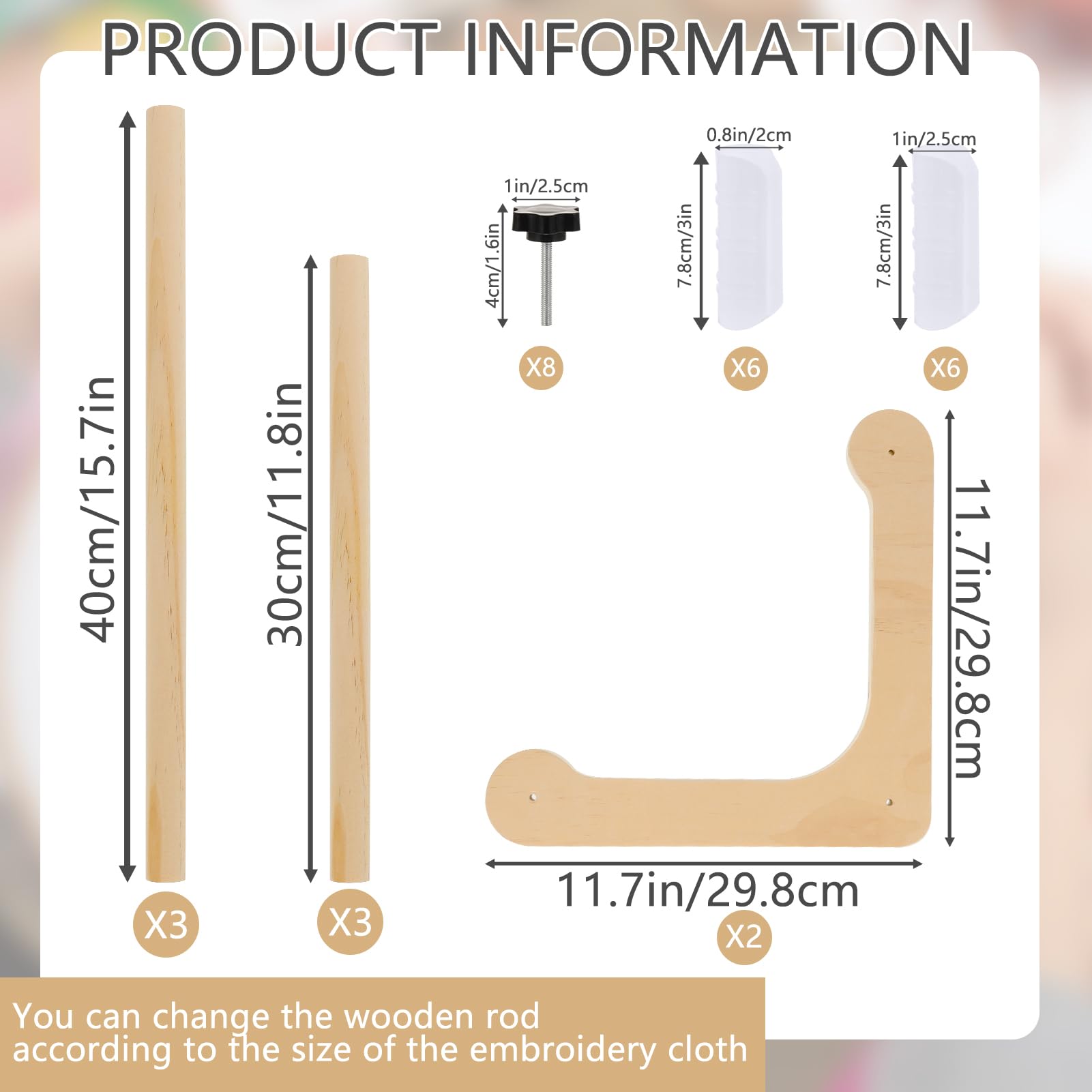 Adjustable Embroidery Table Stand,Cross Stitch Hoop Stand,Wood Embroidery Holder,Cross Stitch Frame for Lap or Table Top Cross Stitch or Tapestry Needlepoint Embroidery,2 Sizes Rod ( 11.8
