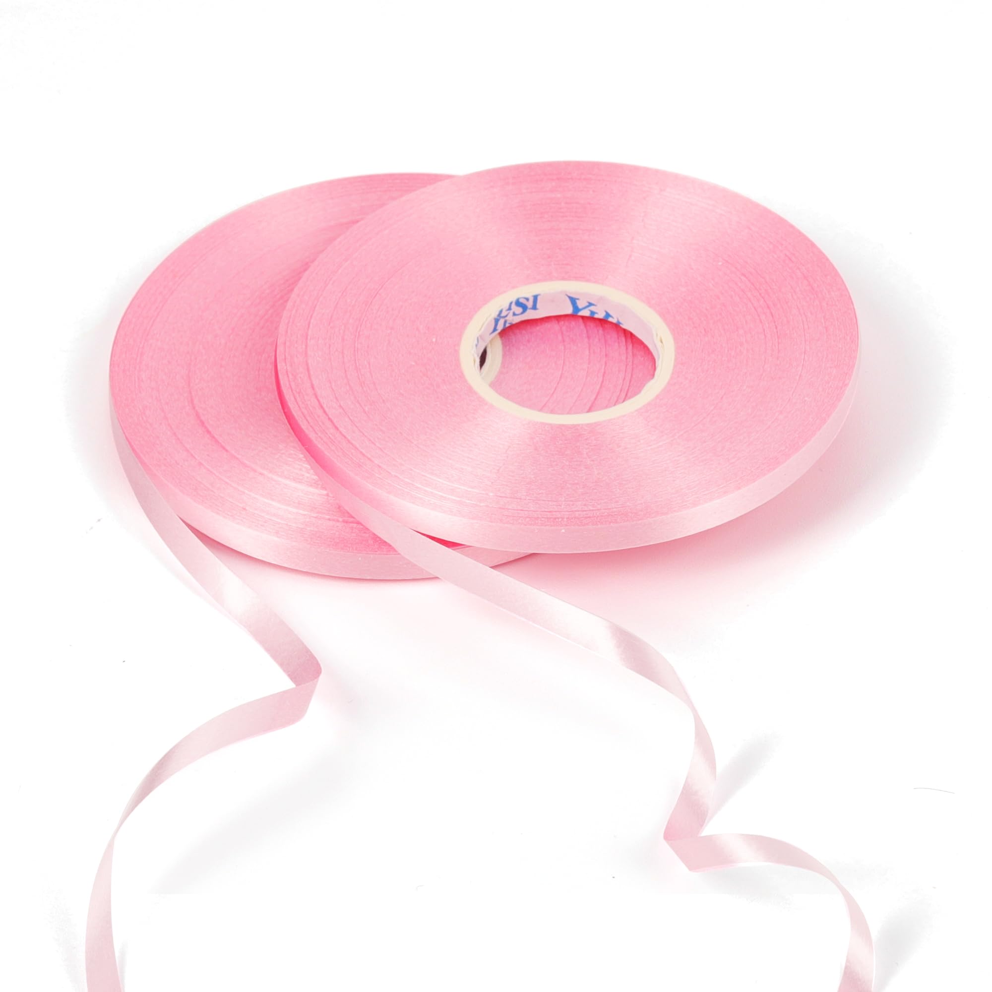 50m x 2 Rolls Shiny Baby Pink Ribbon for Balloons Curling Ribbon, PVC Balloons String Ribbons for Gift Wrapping Christmas Girls Birthday Crafts Wedding Party Decorations Pink 5mm