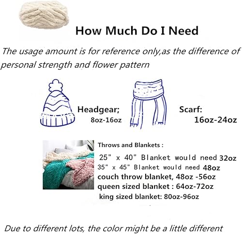 Miniatura 5 de Paquete de 8 hilos de felpilla gruesos de color beige, de 220 yardas y 64 onzas para manta, súper suave, voluminoso, gigante, grande, grueso,