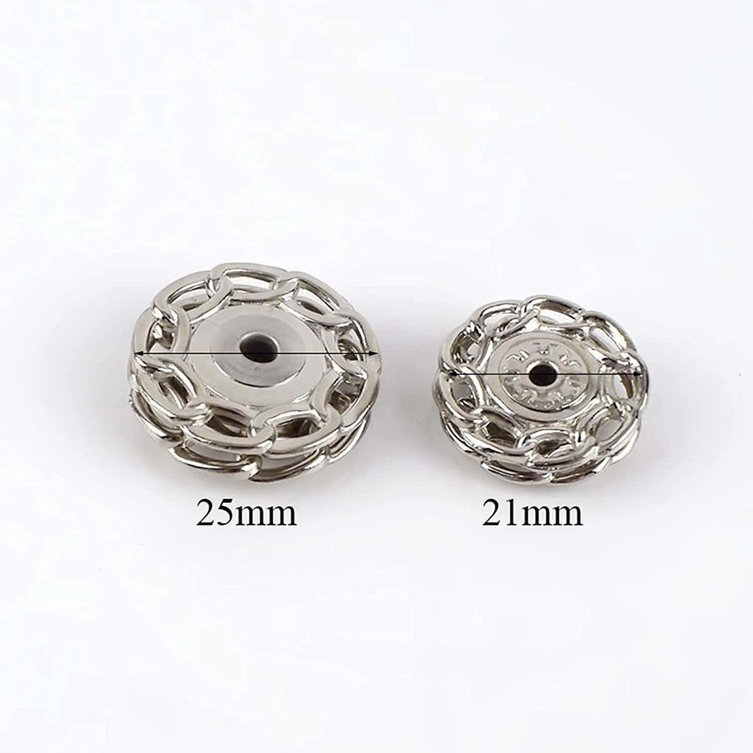Broches para Tela, Cierre a presión, 6 Juegos de Botones a Metal 21/25 mm, Redondos y Ocultos, Ideales for Ropa, Abrigos Camisas Invisibles(Silver,25 mm)